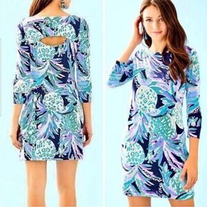 LILLY‎ PULITZER Hollee Dress Women Size XXS Cutout Back Pineapple Print Shift